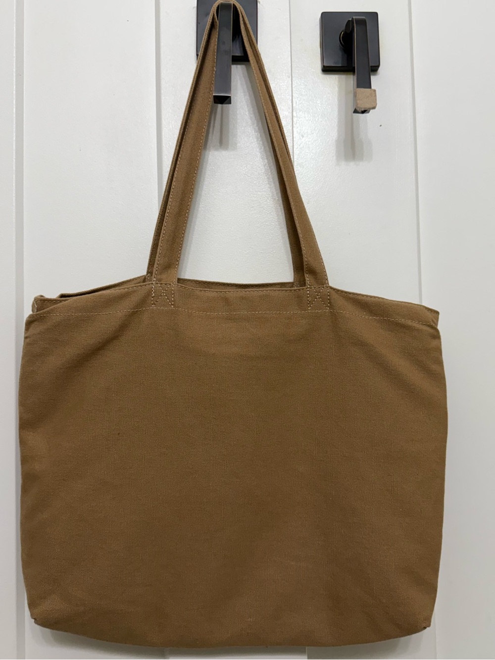 Large Brown Canvas Tote with Double Shoulder Straps
